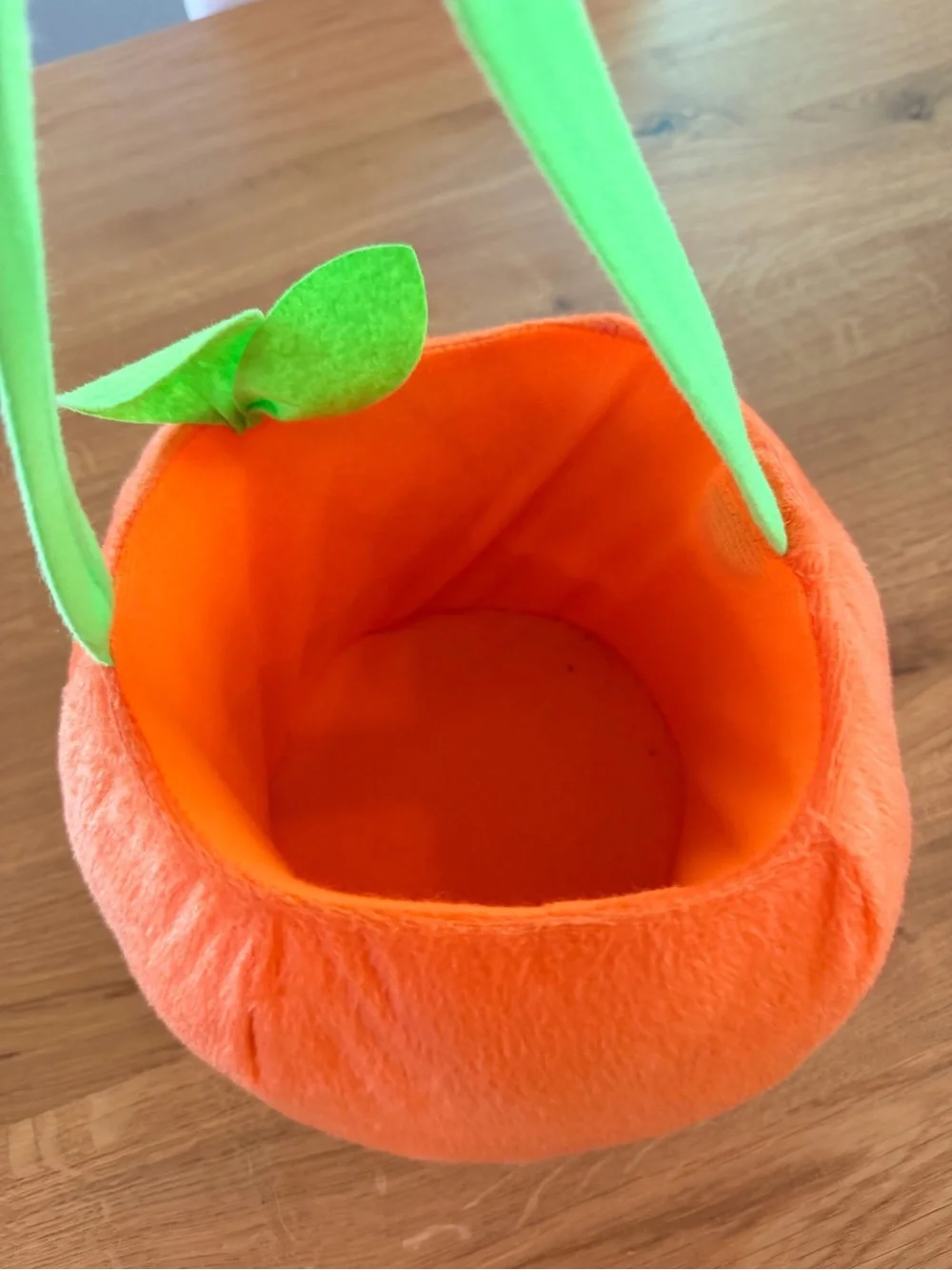 Orange Pumpkin Trick-or-Treat Bucket with Green Handle